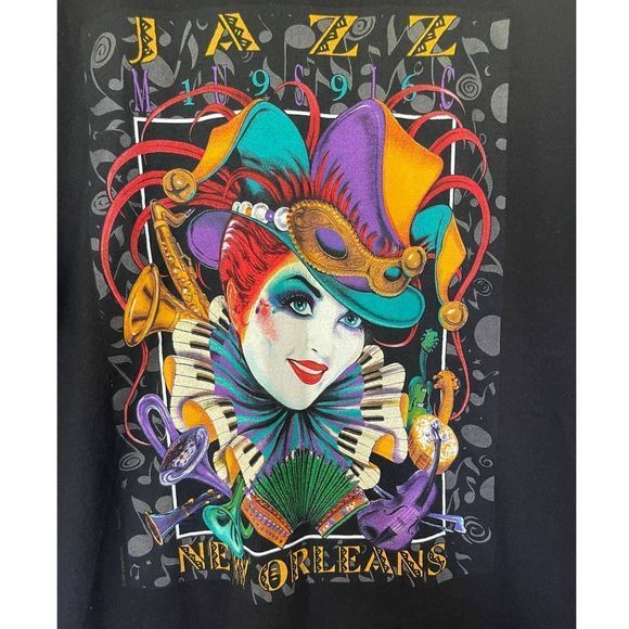 VTG Single Stitch 1996 Jazz Music New Orleans Black‎ T Shirt Size Large Unisex - Picture 6 of 6